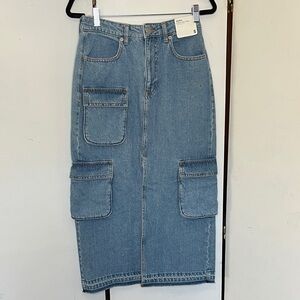 Aero Blue Cargo Maxi Skirt NWT